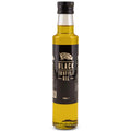 A 250ml glass bottle of Super Rich Black Truffle Oil with a black label and black screw cap, set against a plain white background.